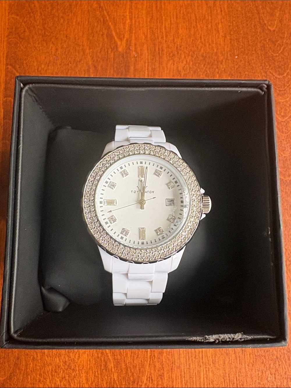 Toy Watch White Plasteramic Watch with Swarovski Crystals